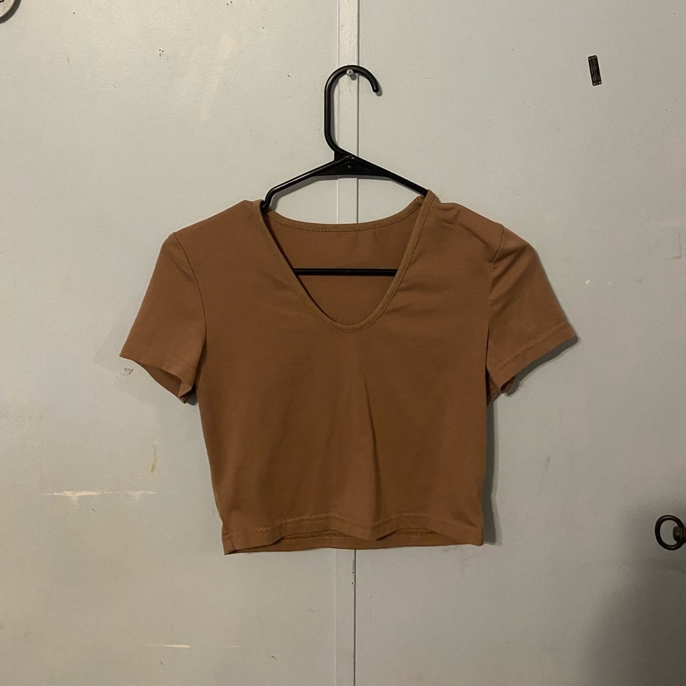 Plain brown crop top